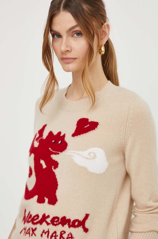 Weekend Max Mara sweter z kaszmirem beżowy 2415361081600