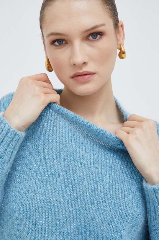 Weekend Max Mara pulover din amestec de lână albastru 2415361091600