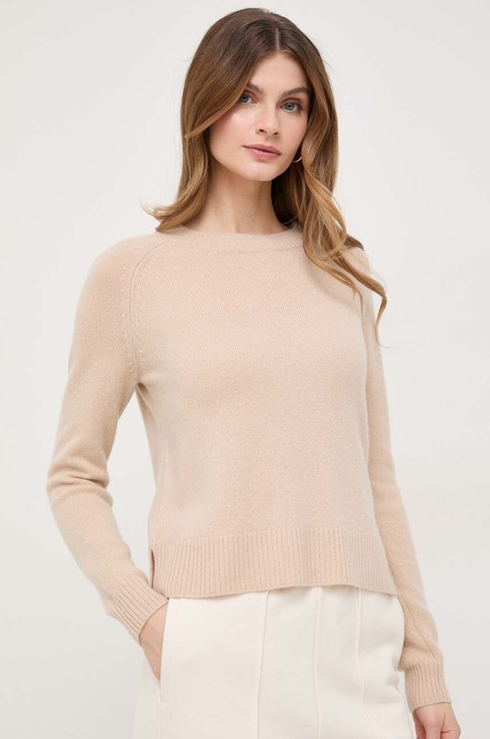 Weekend Max Mara sweter wełniany okrągły beżowy 2415361131600