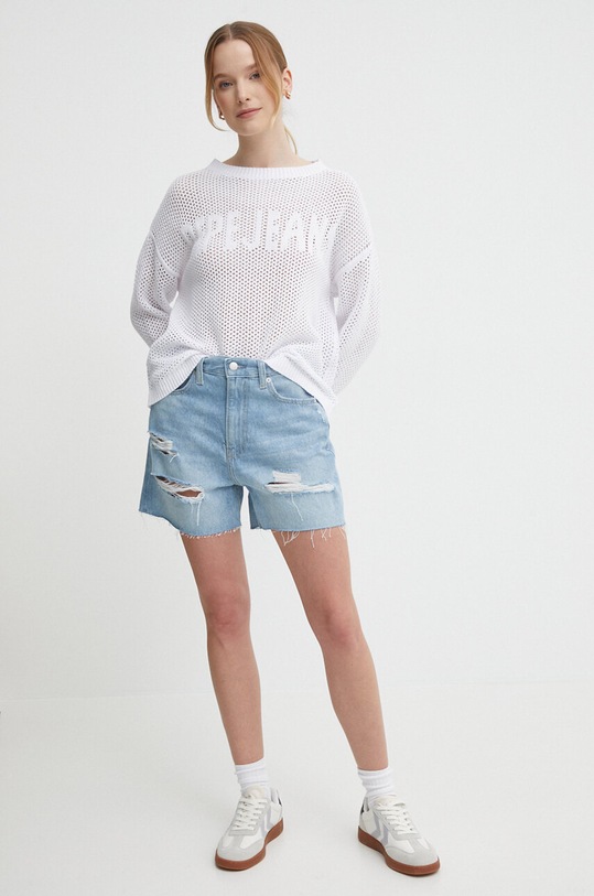 Pepe Jeans sweter bawełniany GISELE PL702131 biały SS24