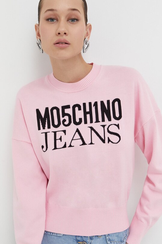 Moschino Jeans pamut pulóver rózsaszín 0919.3208