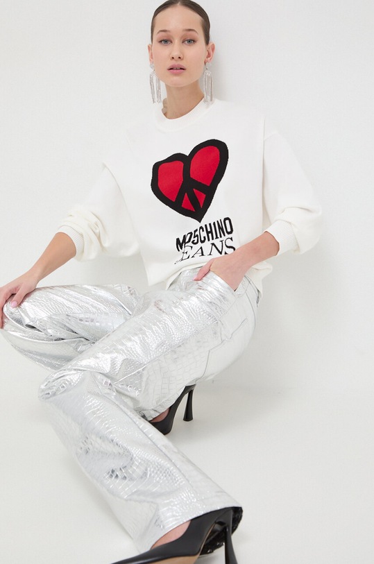 Bavlnený sveter Moschino Jeans 0920.3208 béžová SS24