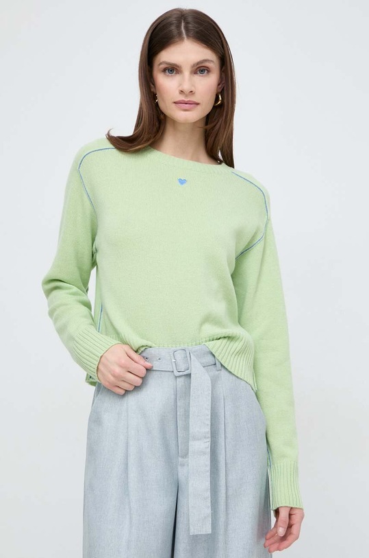 MAX&Co. sweter kaszmirowy okrągły zielony 2416361071200