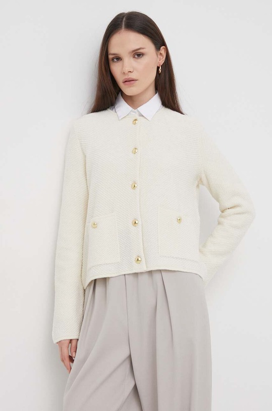 Barbour kardigan wełniany wełna beżowy LKN1501