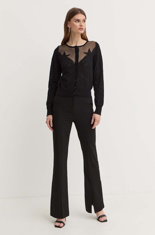 Πλεκτή ζακέτα Pinko 103551.A1WR μαύρο SS24