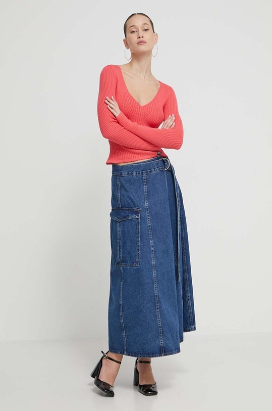 Bavlněný svetr Moschino Jeans 0913.3706 růžová SS24