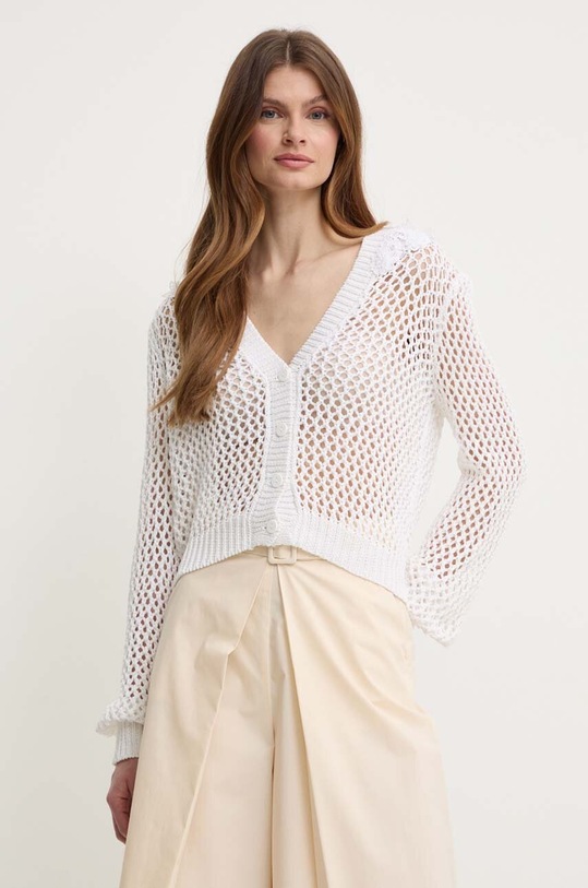 Ζακέτα με λινό μείγμα Twinset λευκό 241TT3122