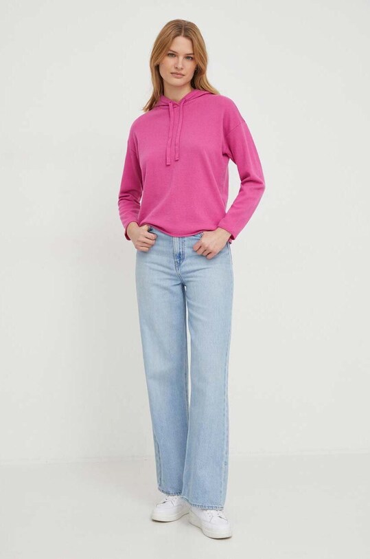 Πουλόβερ με προσθήκη μαλλιού United Colors of Benetton λεπτό ροζ 1035D201V