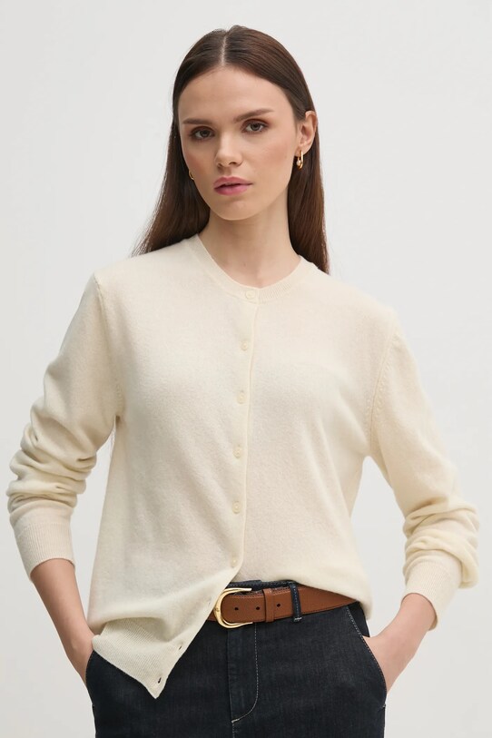 United Colors of Benetton kardigan wełniany wełna beżowy 1002D5485