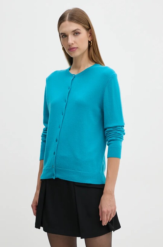 United Colors of Benetton cardigan din lana turcoaz 1002D5485