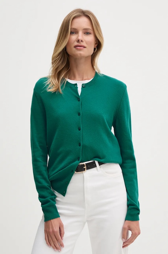 Шерстяной кардиган United Colors of Benetton зелёный 1002D5485