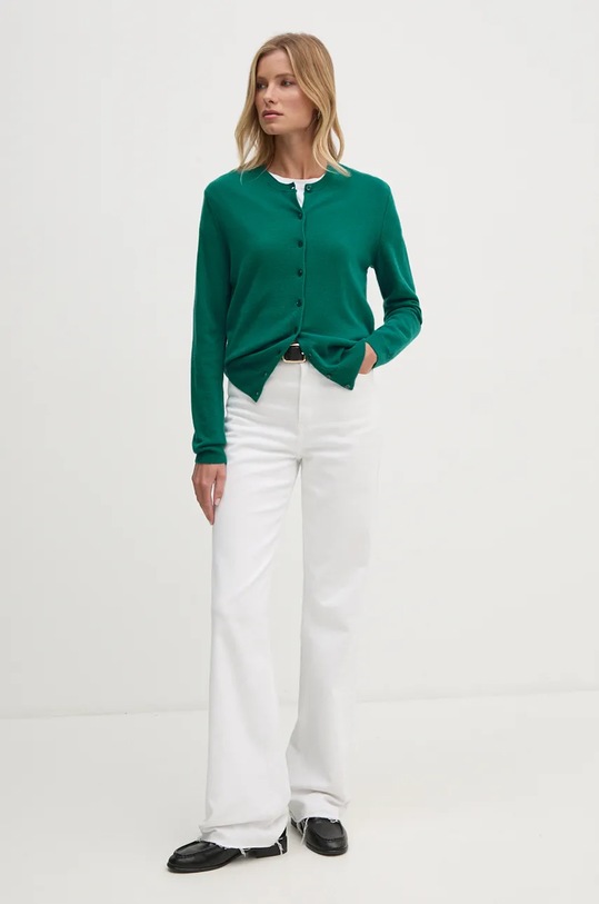 Шерстяной кардиган United Colors of Benetton 1002D5485 зелёный SS25