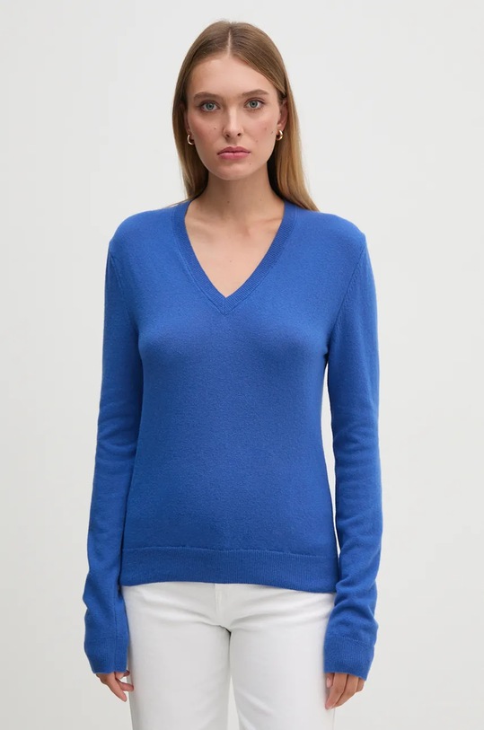 United Colors of Benetton gyapjú pulóver kék 1002D4488