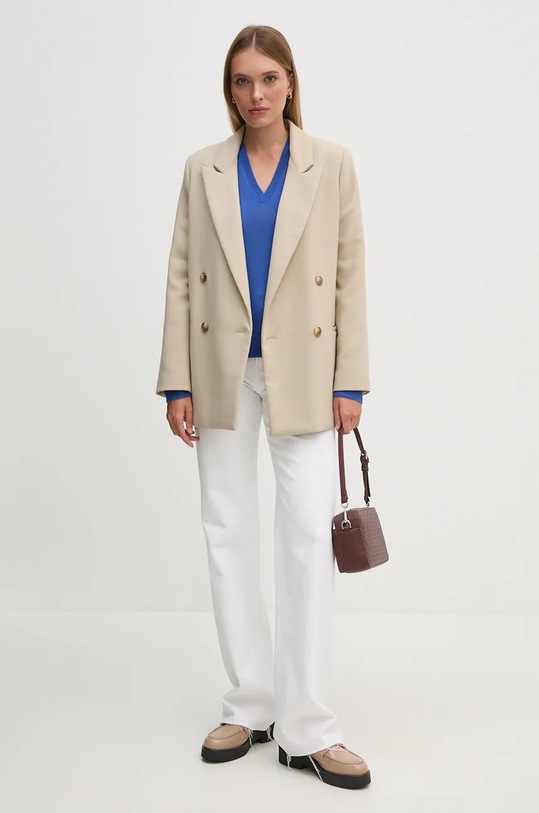 United Colors of Benetton gyapjú pulóver 1002D4488 kék AW24