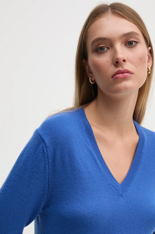 United Colors of Benetton gyapjú pulóver kék 1002D4488