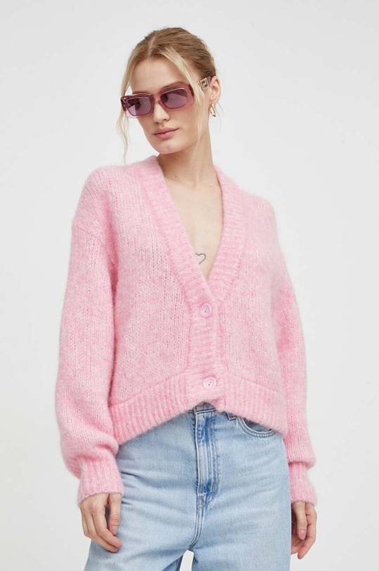 American Vintage kardigan wełniany wełna różowy BAC19AH23POUPCH
