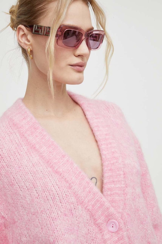 American Vintage kardigan wełniany różowy BAC19AH23POUPCH