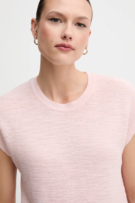 United Colors of Benetton vestă cu amestec de in roz 105GD109Z