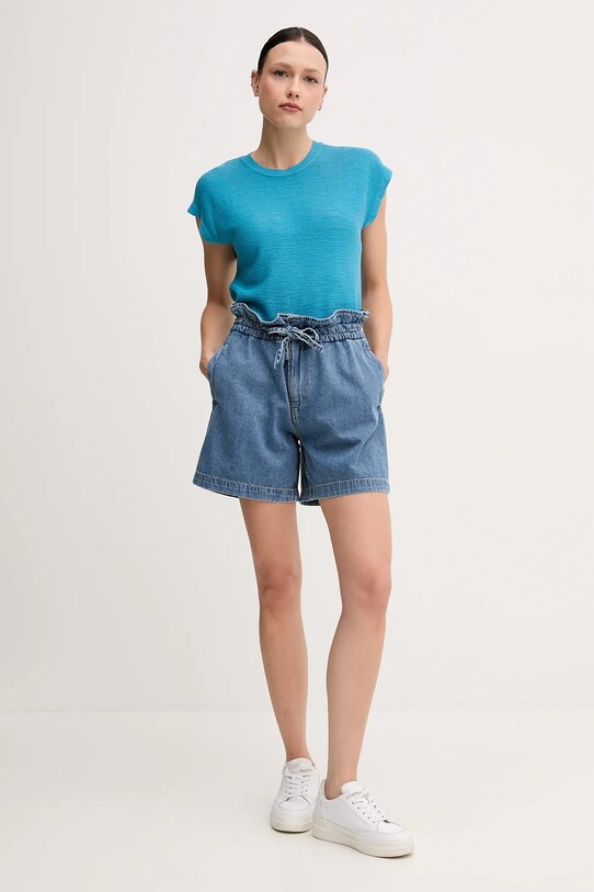 United Colors of Benetton vestă cu amestec de in 105GD109Z albastru SS25