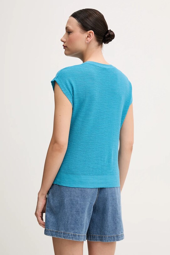 Îmbrăcăminte United Colors of Benetton vestă cu amestec de in 105GD109Z albastru