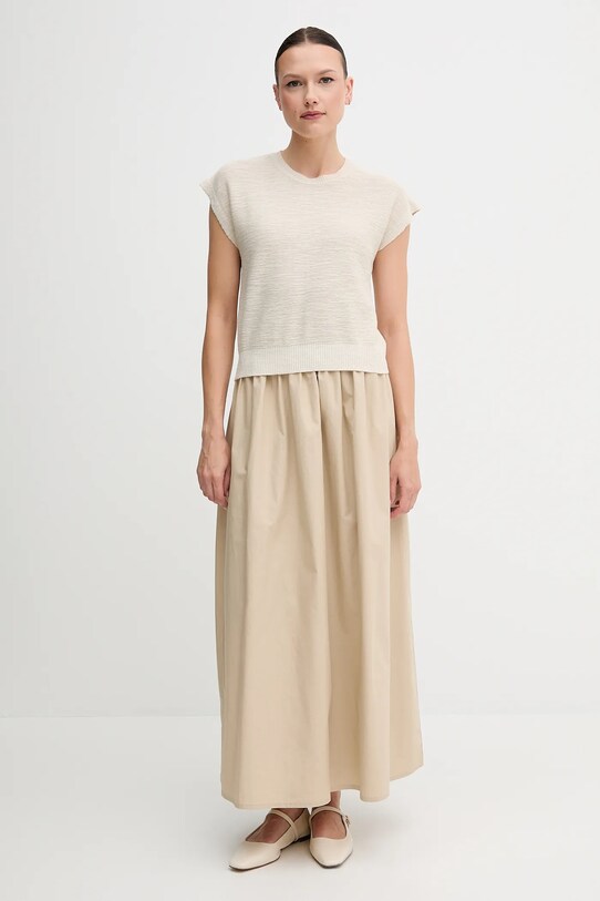United Colors of Benetton vestă cu amestec de in 105GD109Z bej SS25