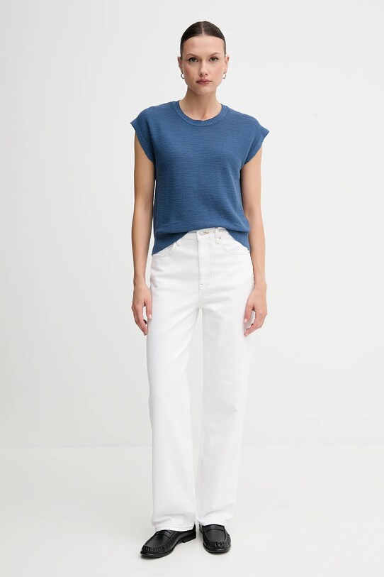 United Colors of Benetton mellény vászonkeverékből 105GD109Z kék SS25