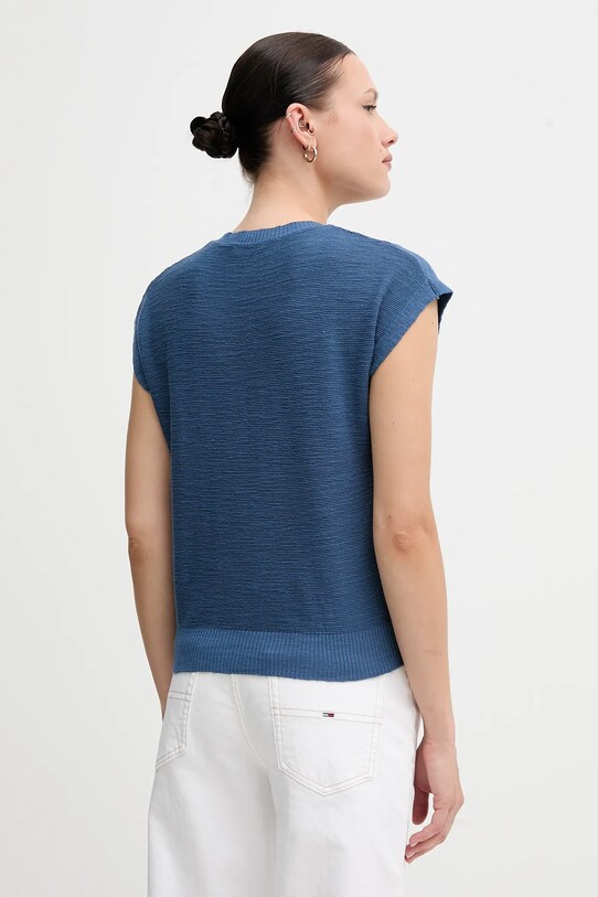 Ruházat United Colors of Benetton mellény vászonkeverékből 105GD109Z kék