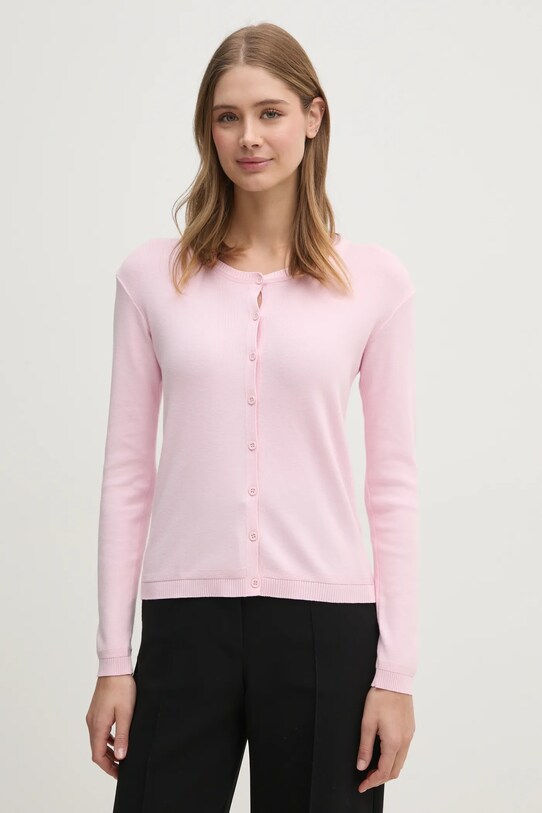United Colors of Benetton cardigan din bumbac uni roz 1091D5558