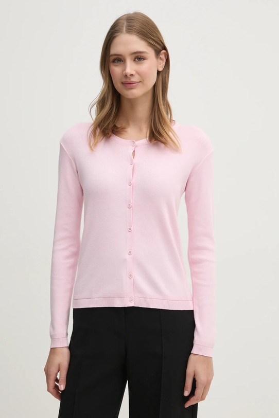 United Colors of Benetton kardigan bawełniany bawełna różowy 1091D5558