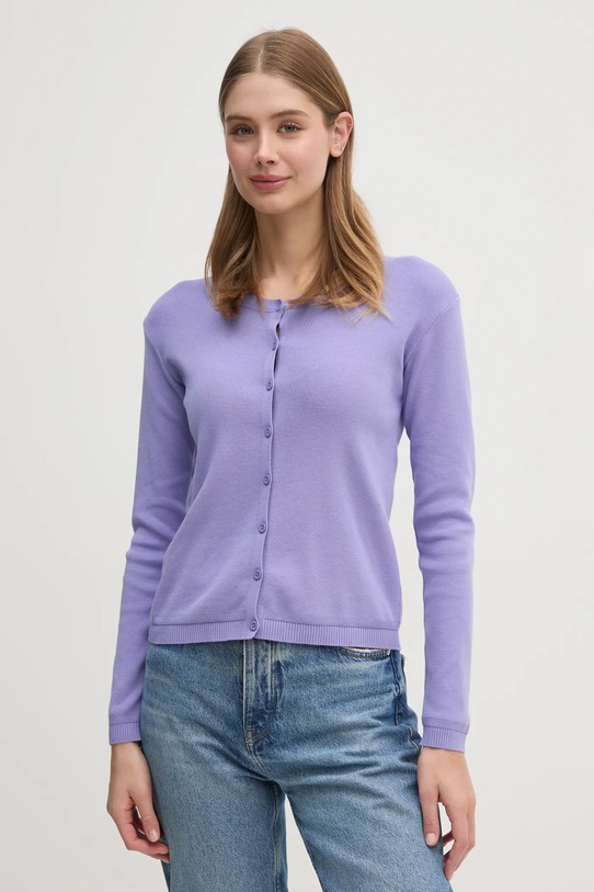 United Colors of Benetton kardigan bawełniany bawełna fioletowy 1091D5558