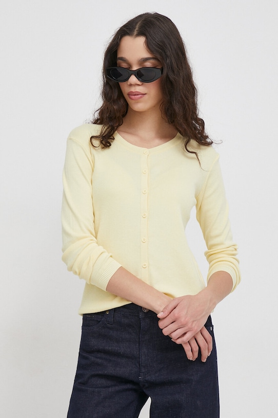 United Colors of Benetton kardigan bawełniany bawełna żółty 1091D5558