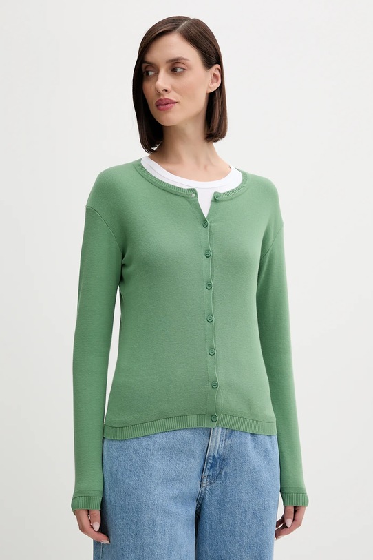 Bavlněný kardigan United Colors of Benetton bavlna zelená 1091D5558