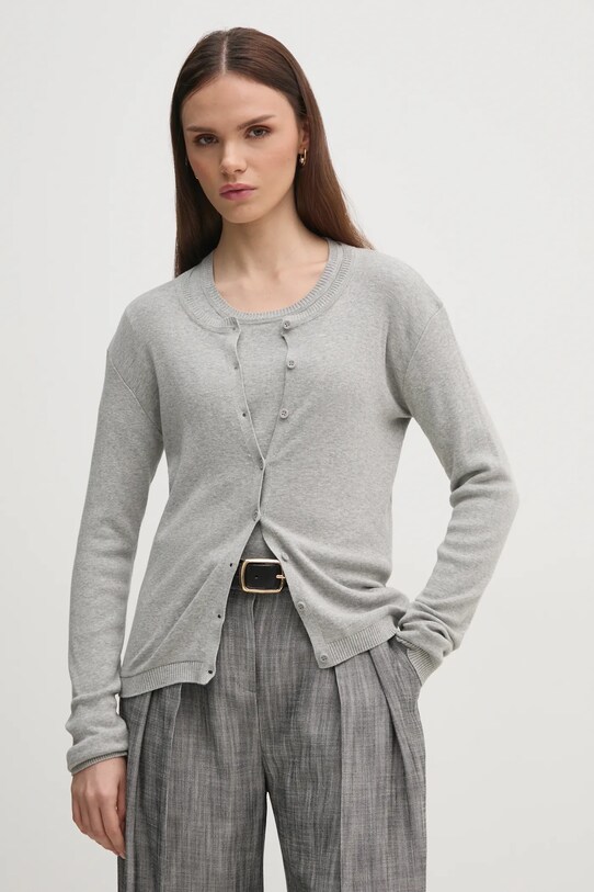 United Colors of Benetton cardigan din bumbac uni gri 1091D5558