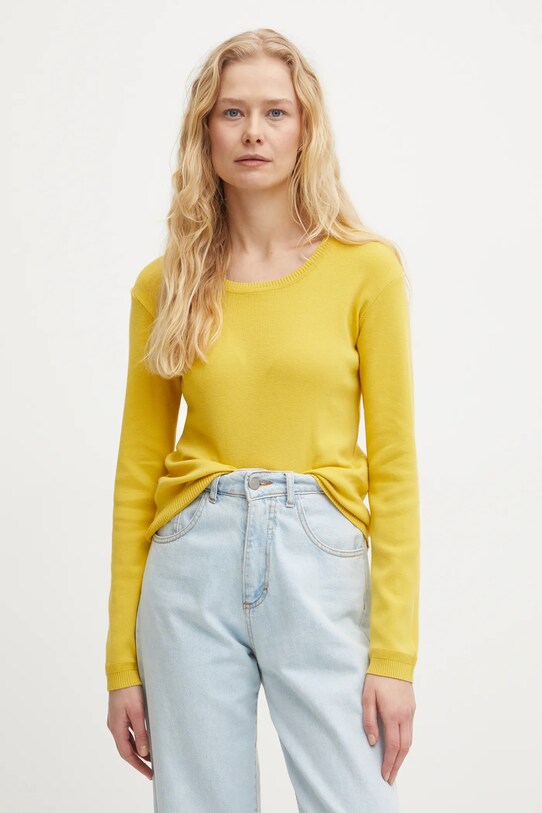 United Colors of Benetton pulover de bumbac subtiri galben 1091D1M08
