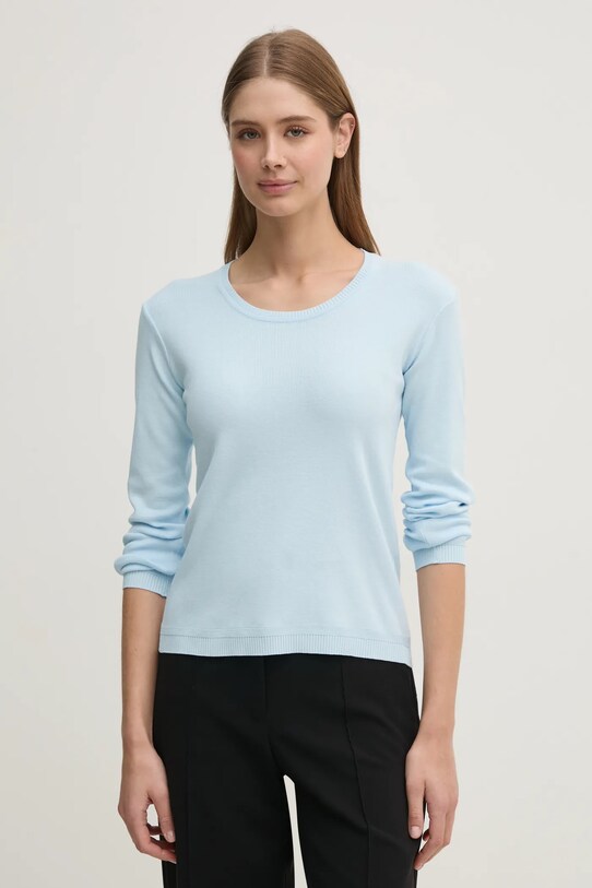 Хлопковый свитер United Colors of Benetton хлопок голубой 1091D1M08