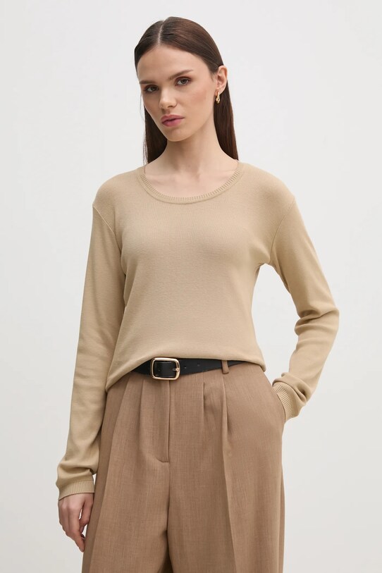 United Colors of Benetton pulover de bumbac subtiri bej 1091D1M08