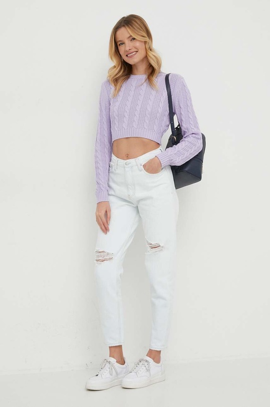 United Colors of Benetton sweter bawełniany 1594D108W fioletowy SS24