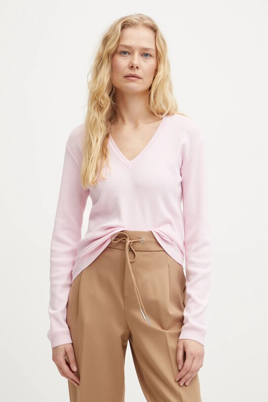 United Colors of Benetton pulover de bumbac roz 1091D4625