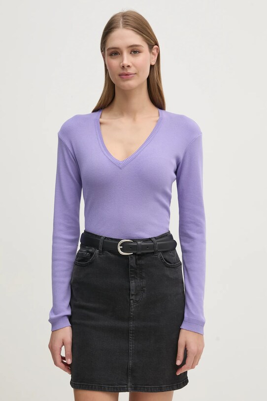 United Colors of Benetton sweter bawełniany bawełna fioletowy 1091D4625