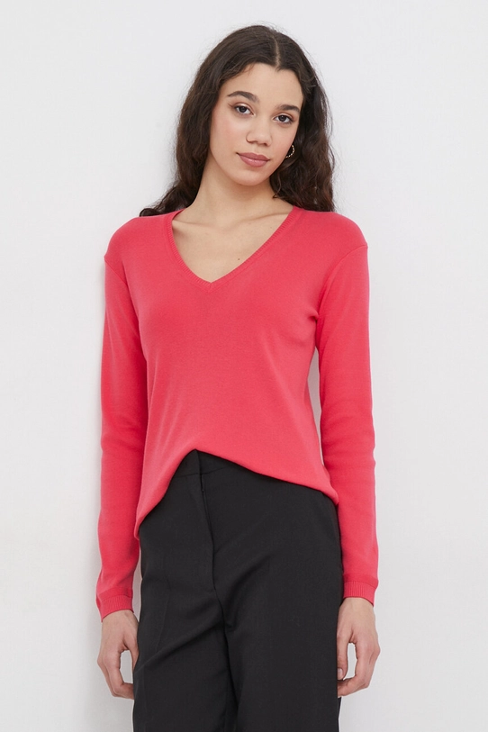 United Colors of Benetton sweter bawełniany bawełna różowy 1091D4625