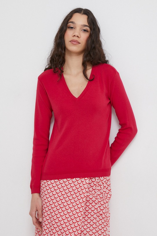 United Colors of Benetton sweter bawełniany bawełna różowy 1091D4625