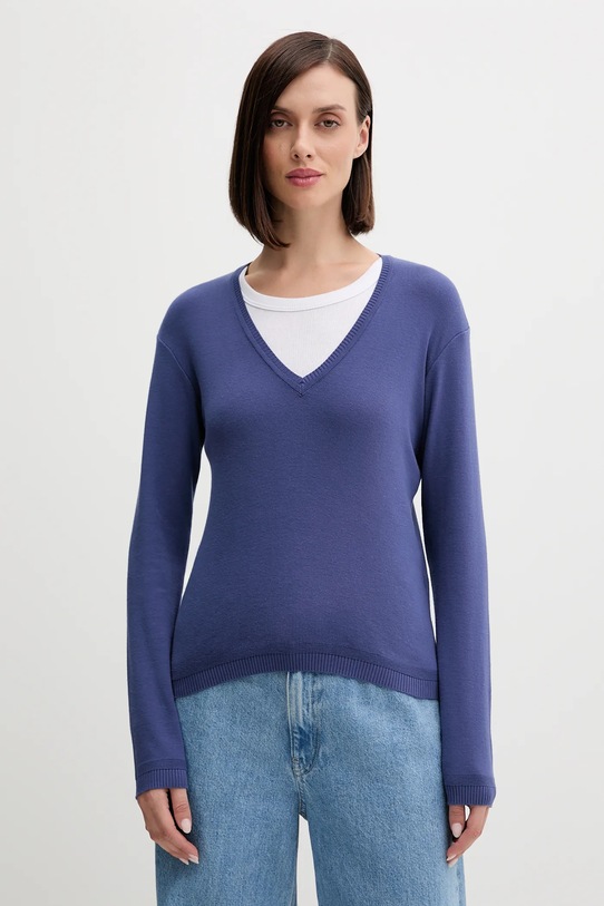 United Colors of Benetton sweter bawełniany bawełna granatowy 1091D4625