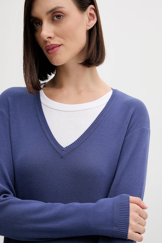 Bavlnený sveter United Colors of Benetton tmavomodrá 1091D4625