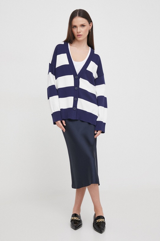 United Colors of Benetton kardigan bawełniany wzorzyste granatowy 1494E6035