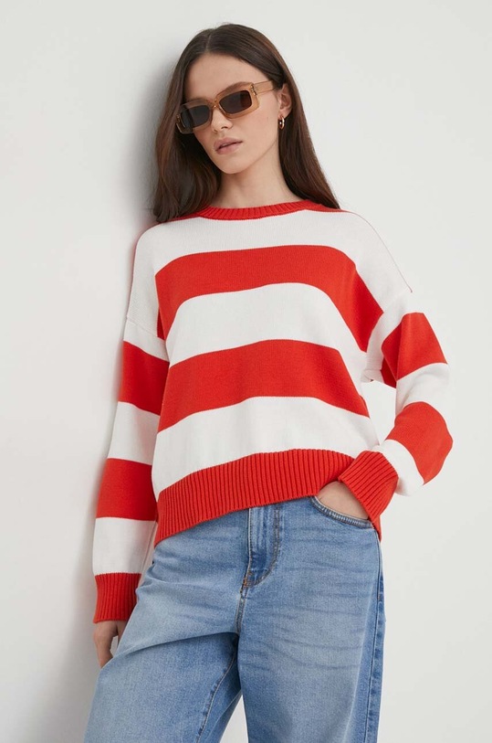 United Colors of Benetton sweter bawełniany wzorzyste czerwony 1494E105J