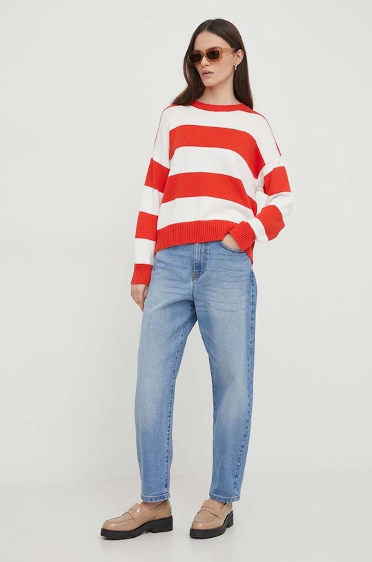 United Colors of Benetton sweter bawełniany 1494E105J czerwony SS24
