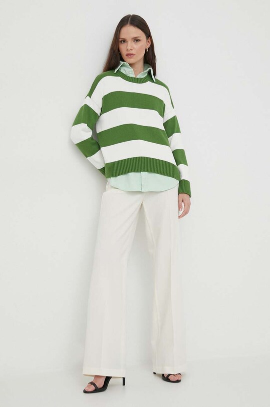 Бавовняний светр United Colors of Benetton 1494E105J зелений SS24