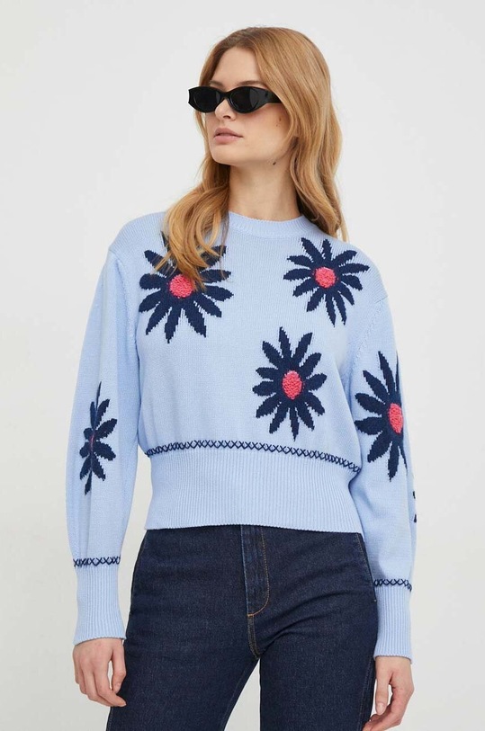 Μάλλινη μπλουζα United Colors of Benetton λεπτό μπλε 1194E108Y