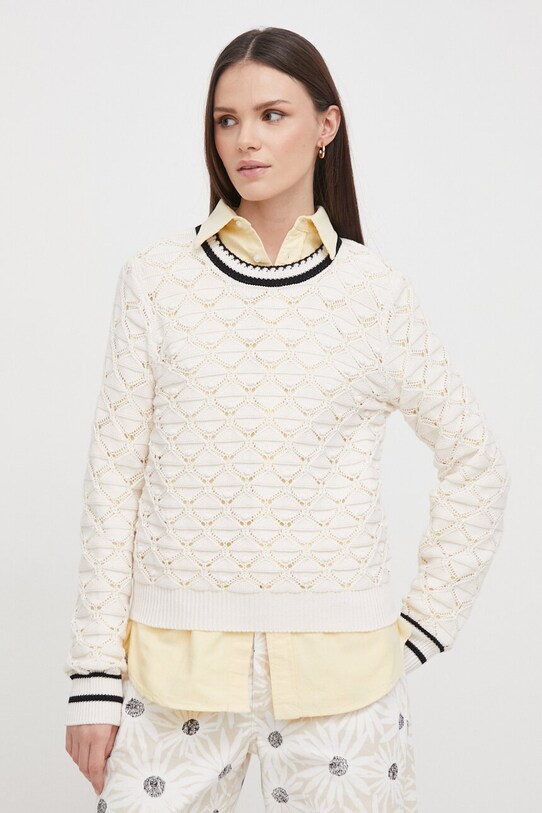 United Colors of Benetton sweter bawełniany wzorzyste beżowy 1594E108U