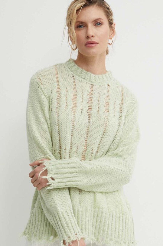 Résumé pulover din amestec de lana AnnoraRS Knit Pullover verde 20321113